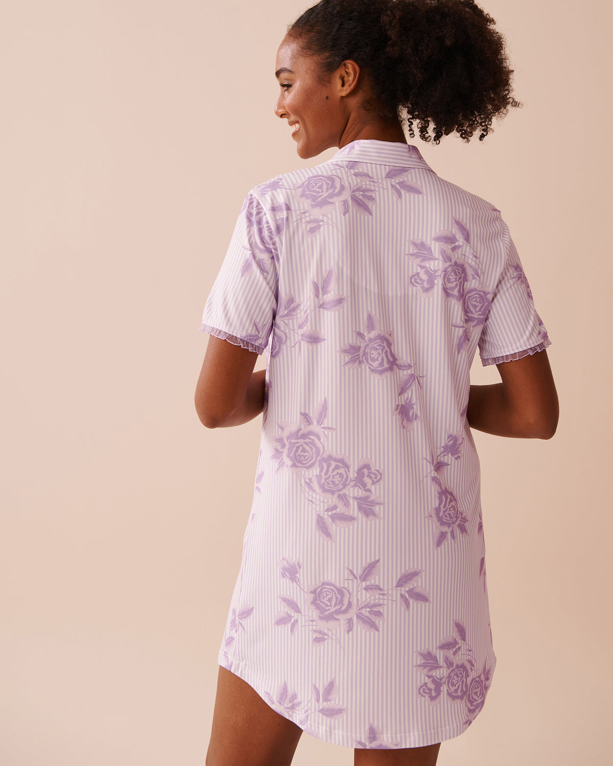 Lilac Rose Print Super Soft Sleepshirt - Pastel Lilac Floral