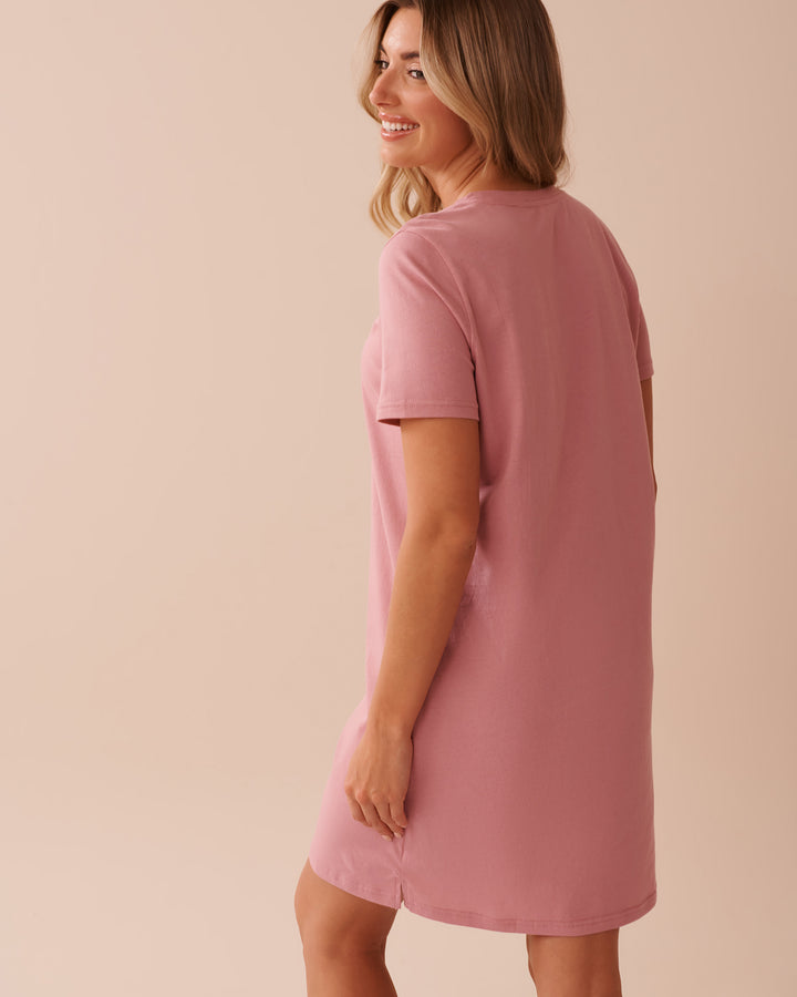 Sunflower Print Cotton Short Sleeve Sleepshirt - Frosty Green