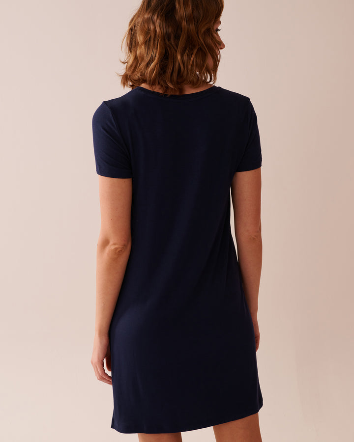 Butterfly Print Soft Jersey Short Sleeve Sleepshir - Maritime Blue