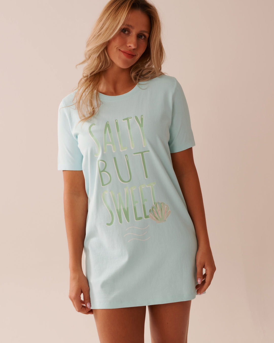 Snail Print Cotton Sleepshirt - Clearwater