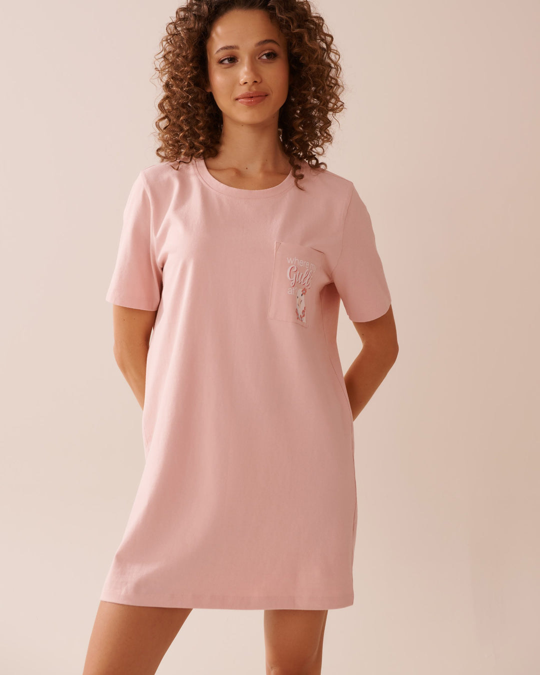 Snail Print Cotton Sleepshirt - Peachskin