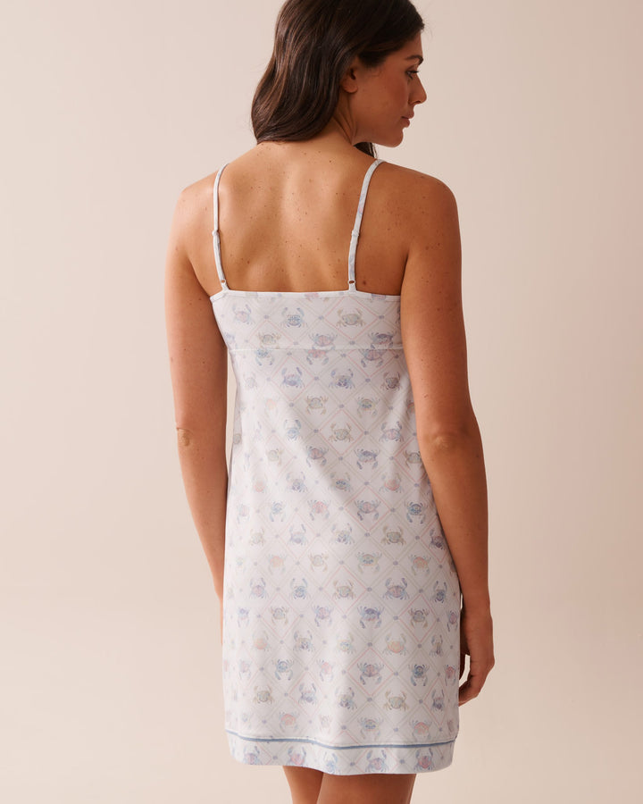 Crab Print Super Soft Nightie - Wan Blue Boho Crab