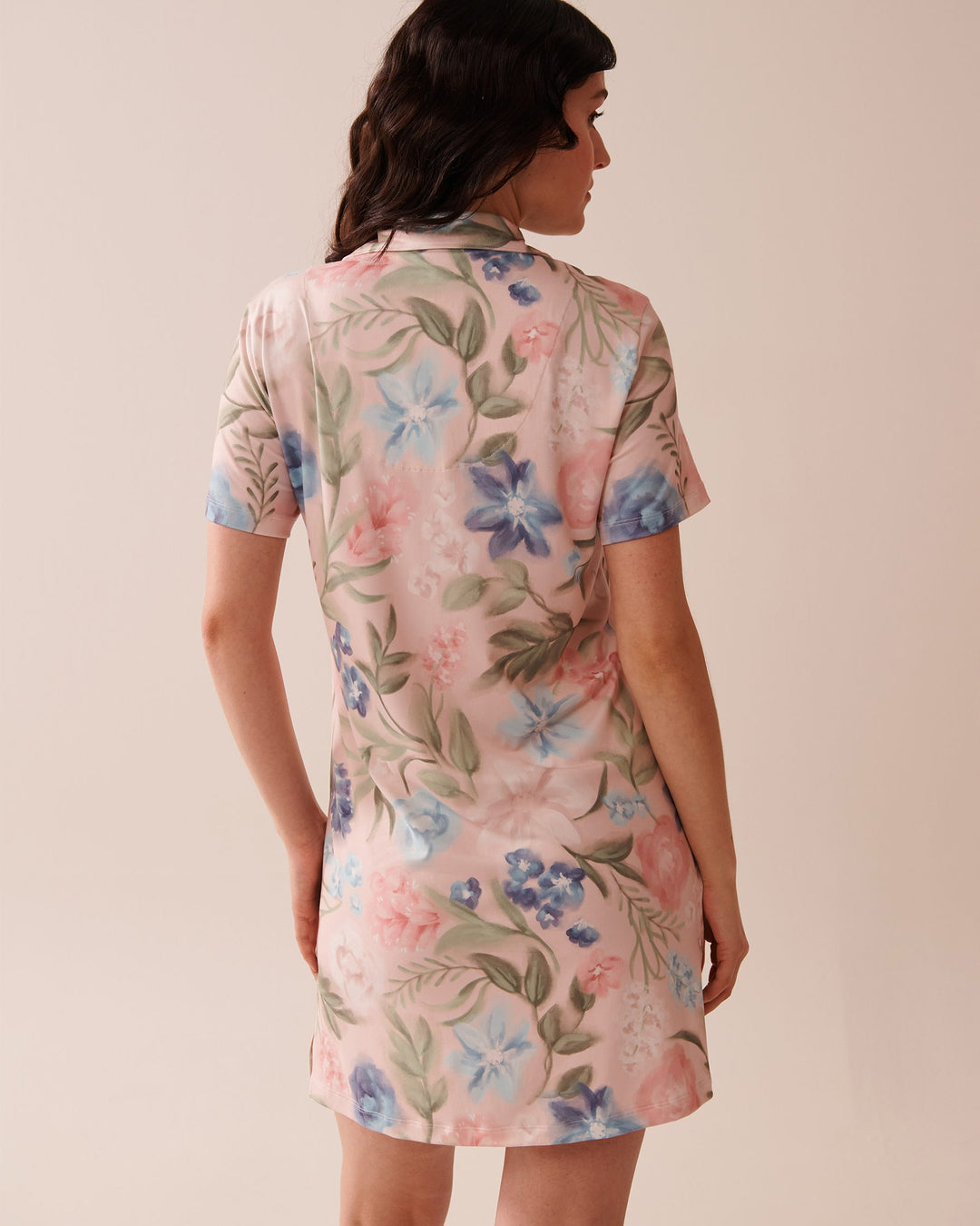 Watercolour Flower Print Super Soft Button-down Sl - Morganite Floral