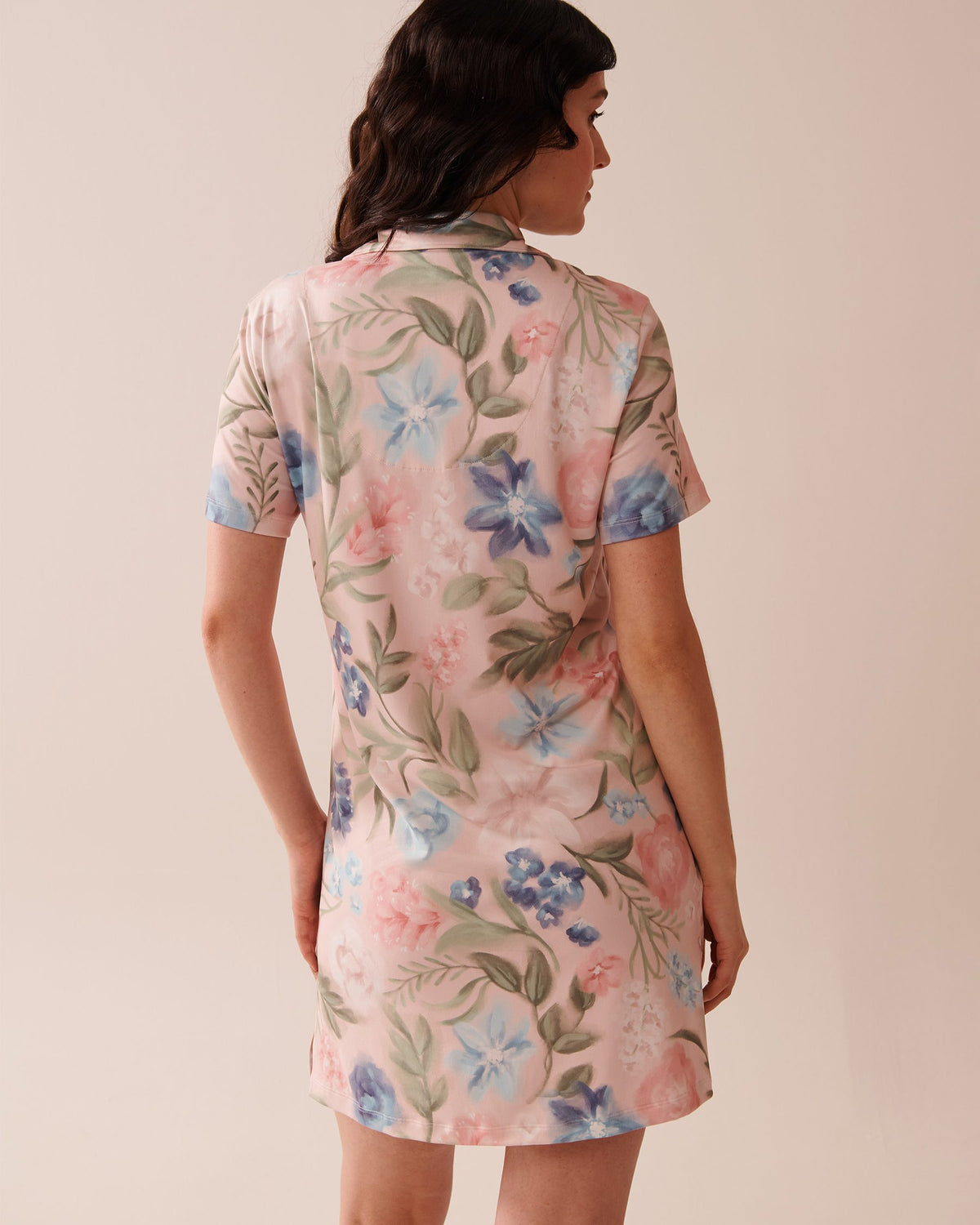 Watercolour Flower Print Super Soft Button-down Sl - Morganite Floral