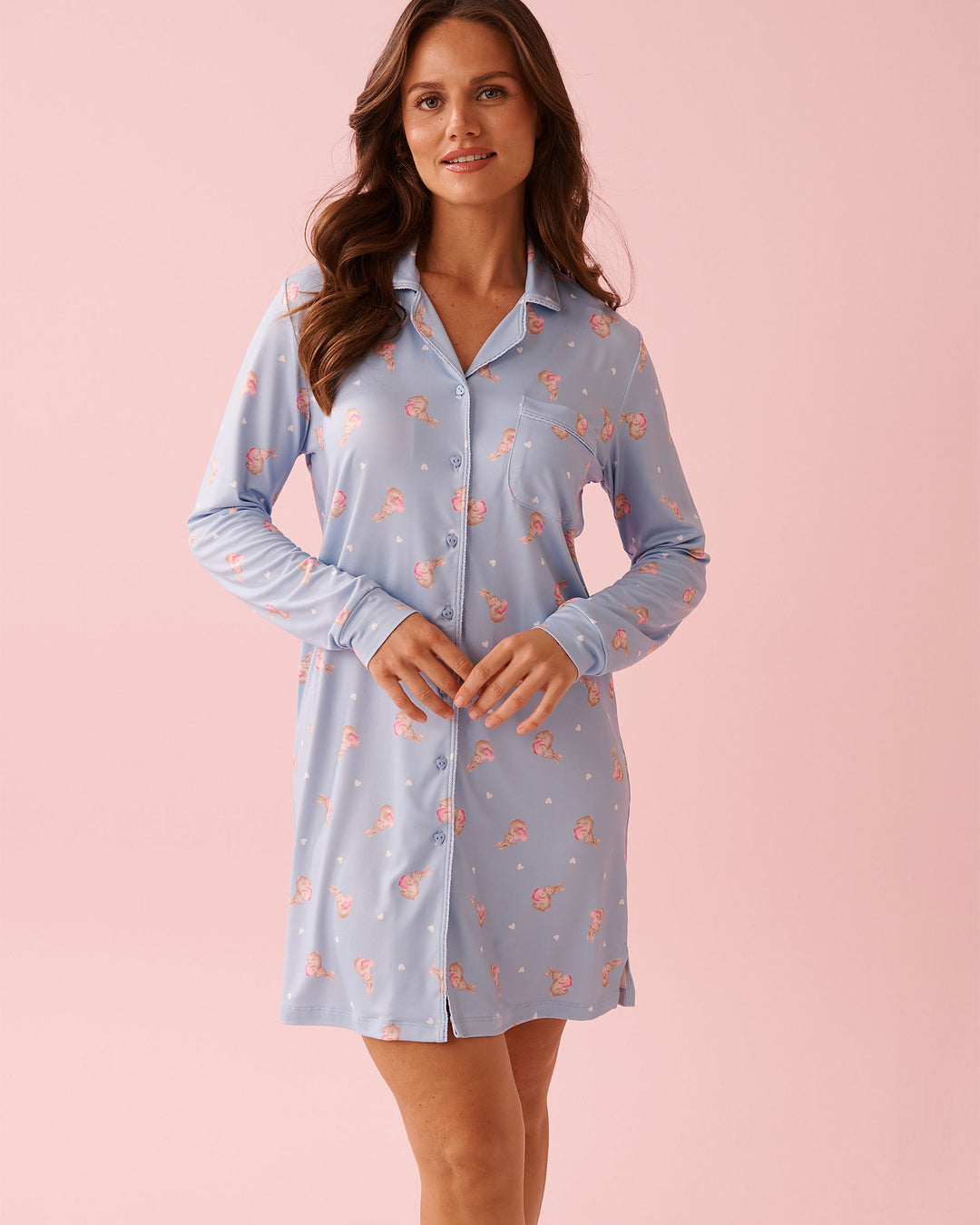 Peachy D Rabbit Sleepshrt Lslv - Blue