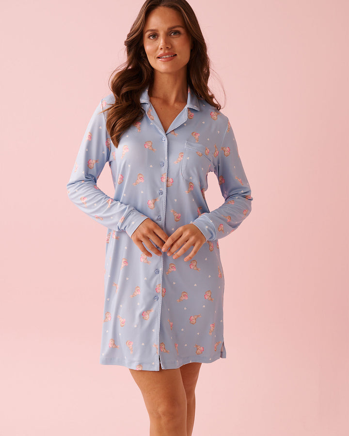 Peachy D Rabbit Sleepshrt Lslv - Blue