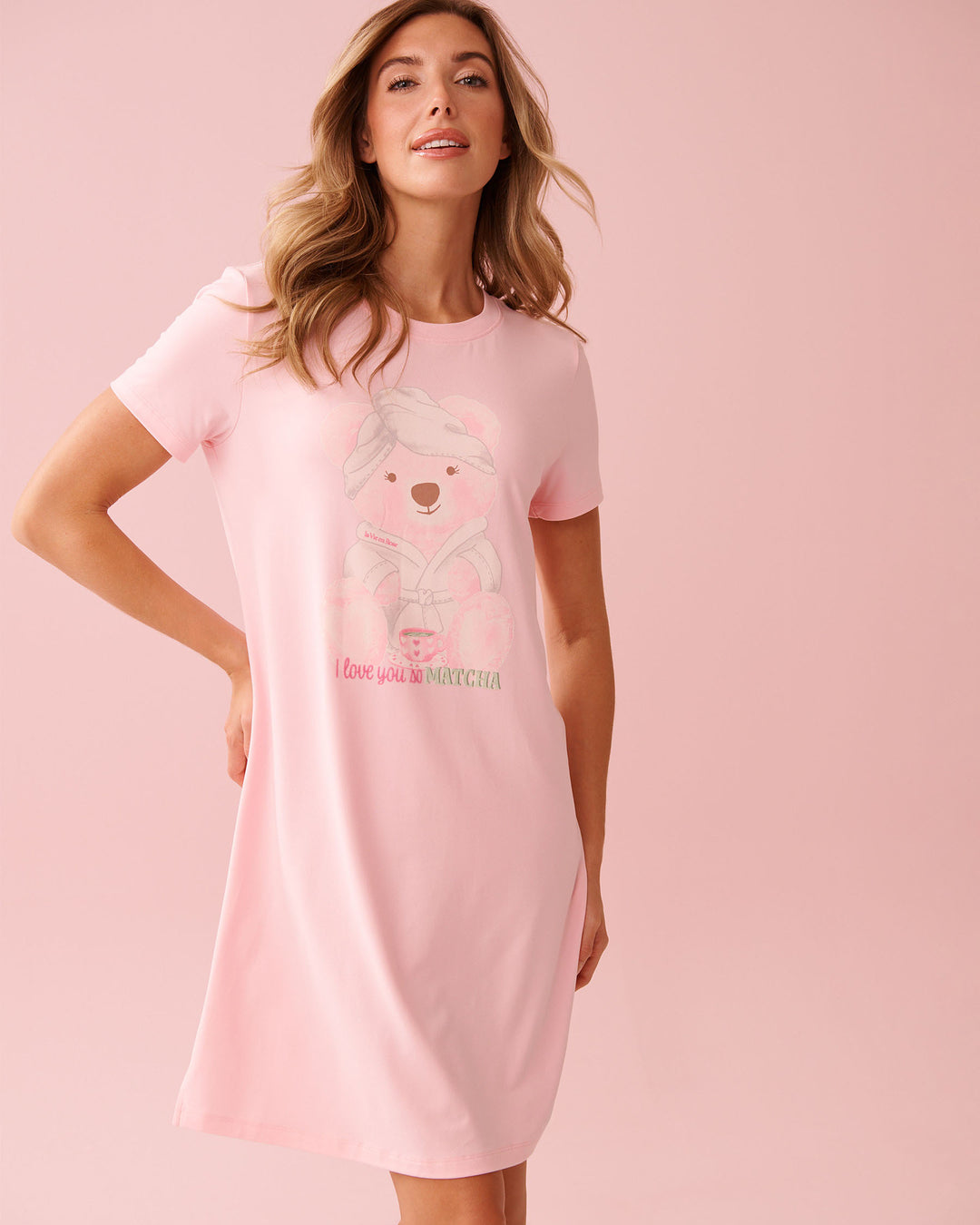 Peachy Dream Teddy Sleepshirt - Pink