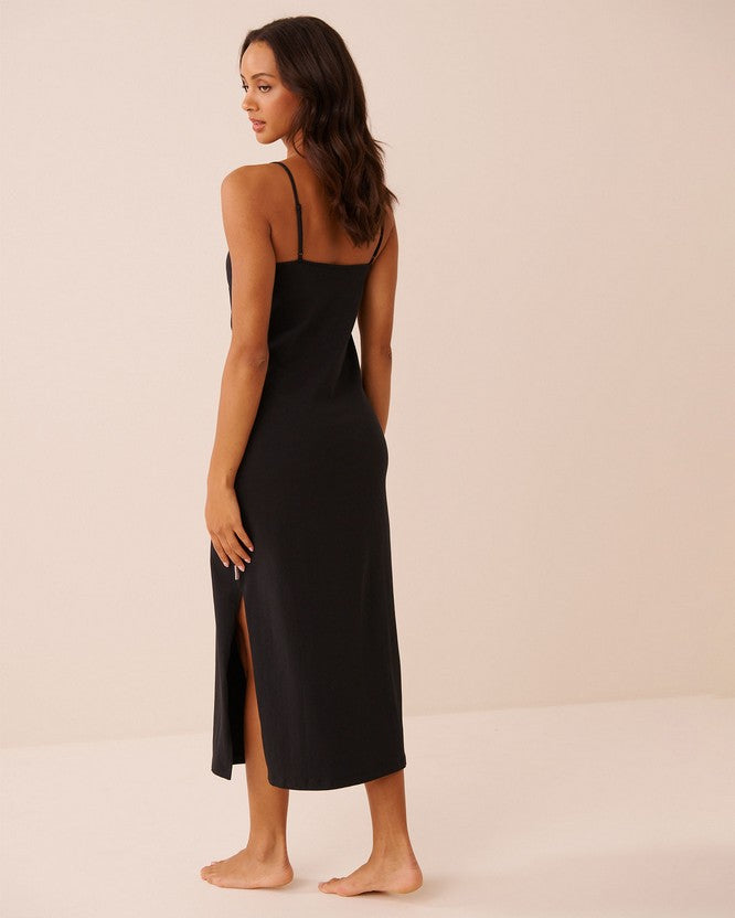 Cotton Elast Essentials Gown - Black