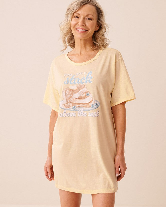 Cot Viscose Summer Sleepshirt - Light Yellow