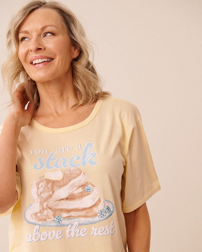 Cot Viscose Summer Sleepshirt - Light Yellow