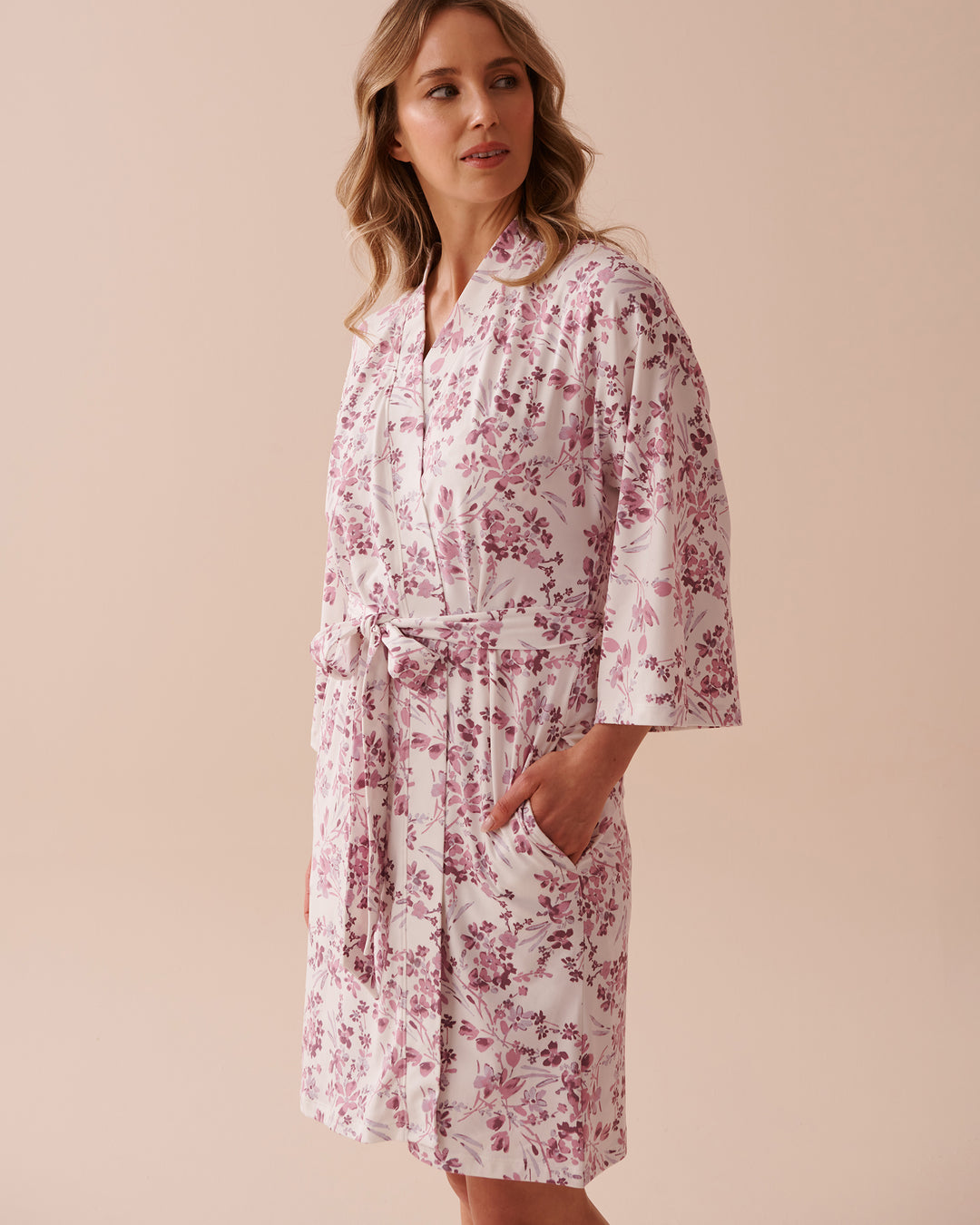 Purple Flowers Super Soft Kimono - Mauve Mist Floral