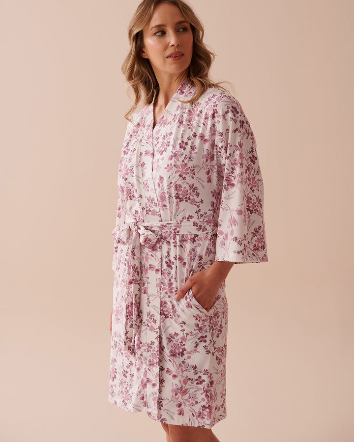 Purple Flowers Super Soft Kimono - Mauve Mist Floral