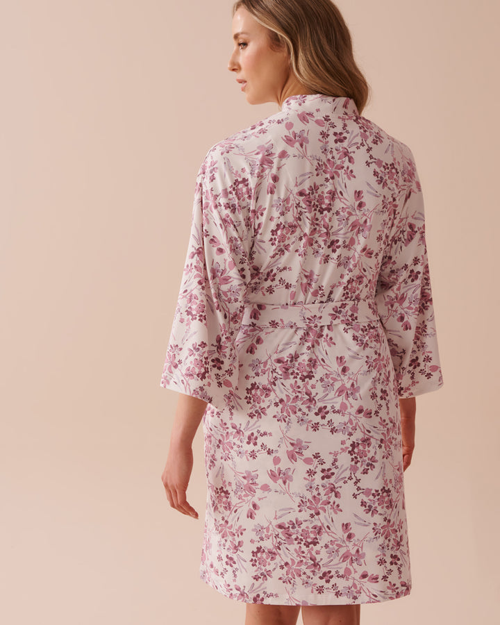 Purple Flowers Super Soft Kimono - Mauve Mist Floral