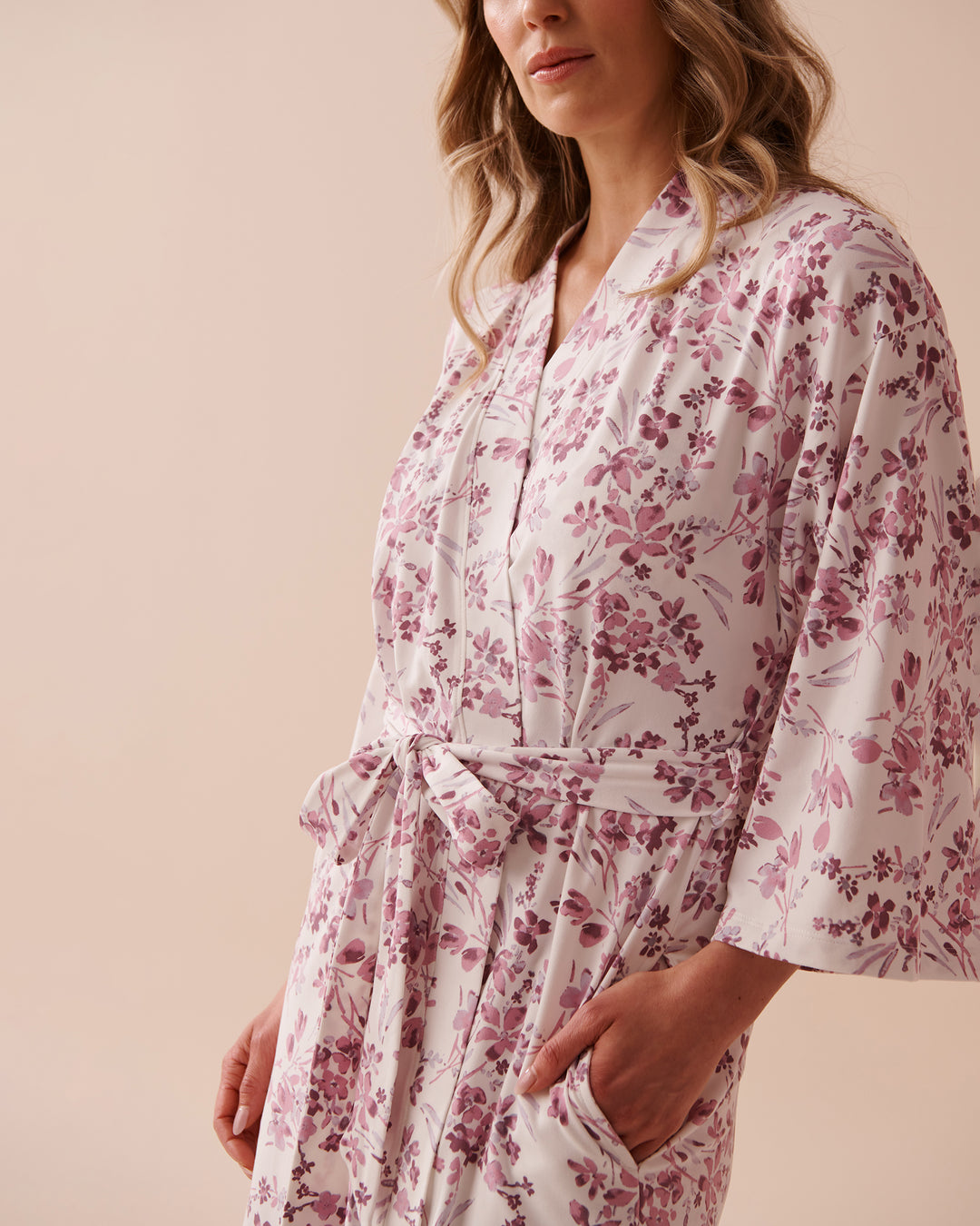 Purple Flowers Super Soft Kimono - Mauve Mist Floral