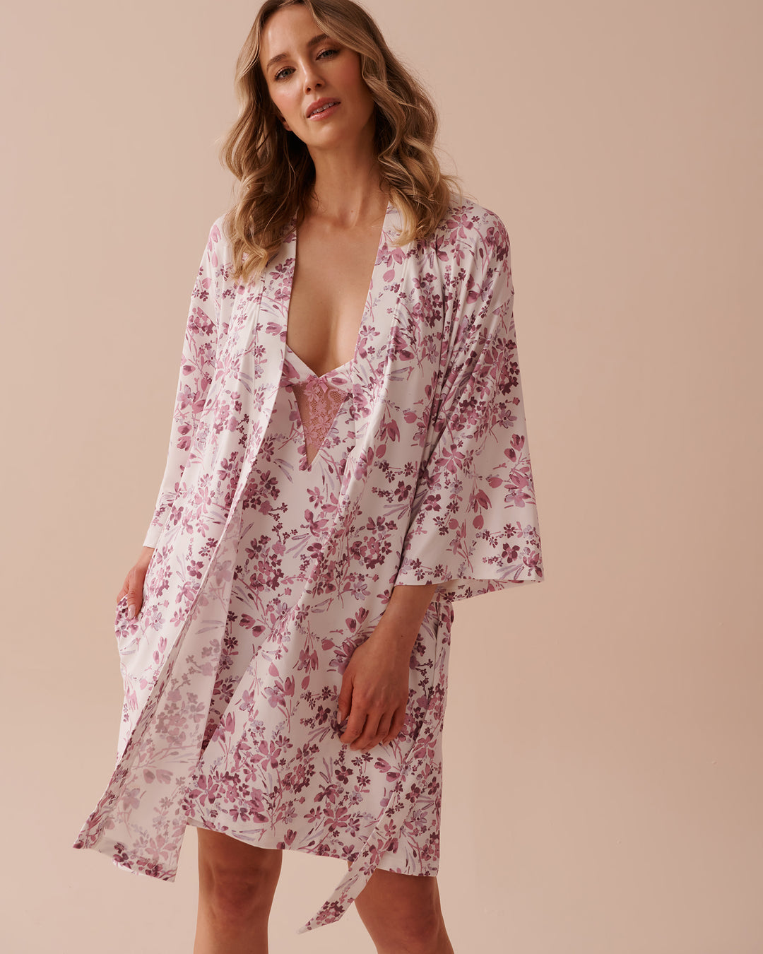 Purple Flowers Super Soft Kimono - Mauve Mist Floral