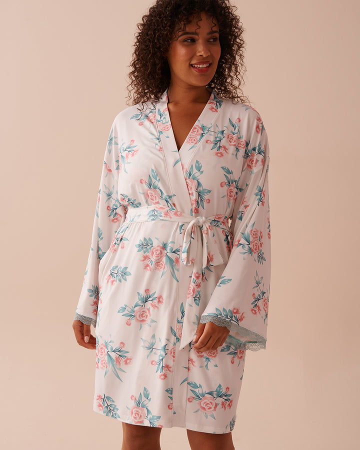 Rose Garden Print Super Moose Fair Isle Print Soft - Snow White Aquifer Floral