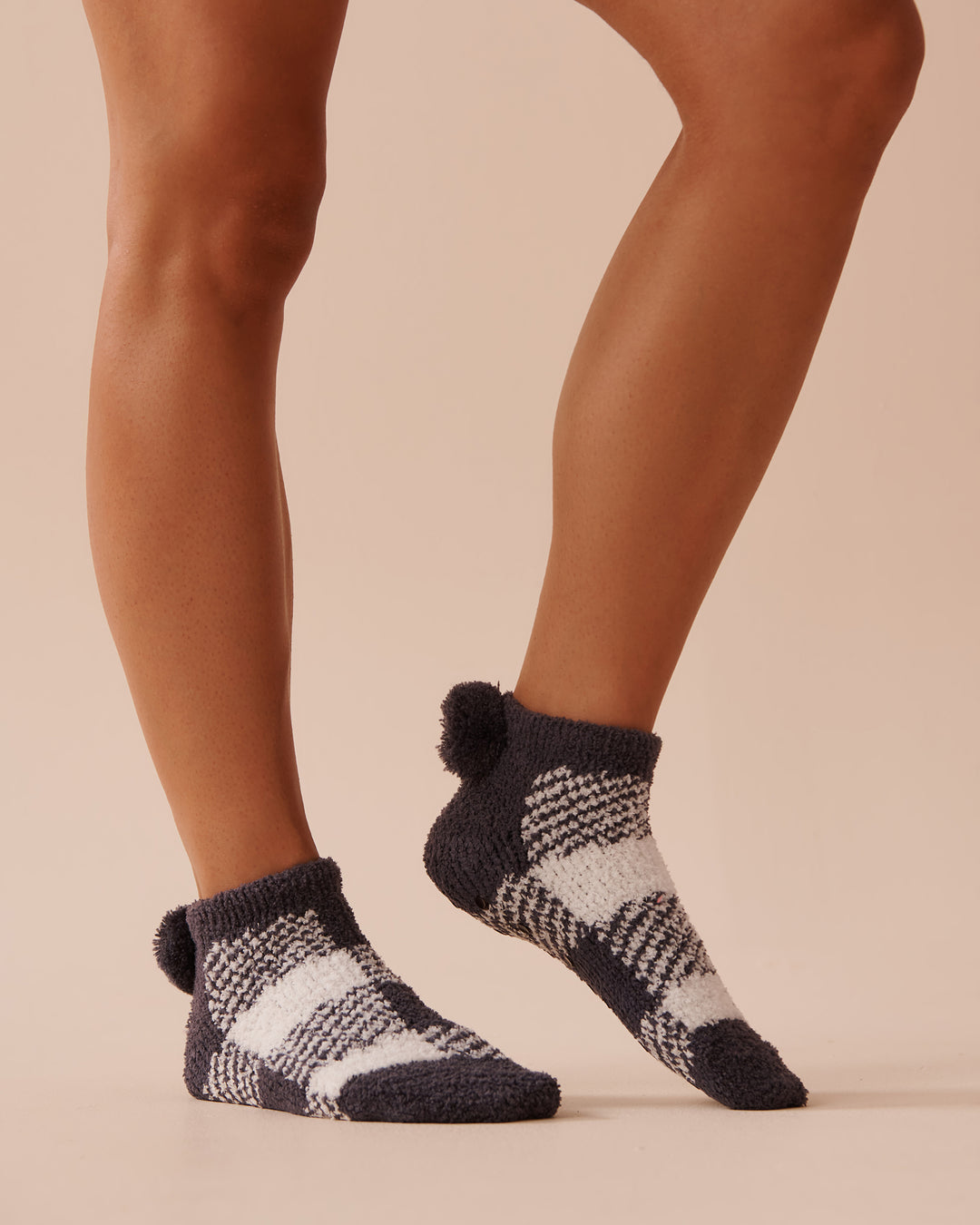 Pompom Soft Plush Socks - Heather Rose Cable