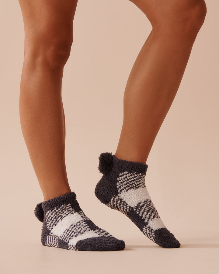 Pompom Soft Plush Socks - Heather Rose Cable