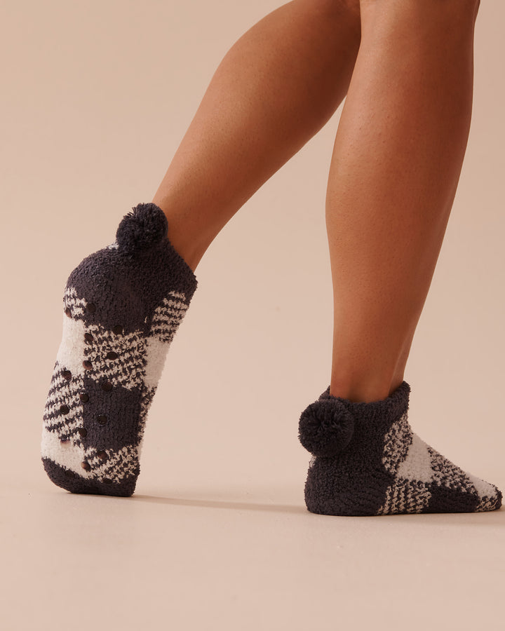 Pompom Soft Plush Socks - Heather Rose Cable