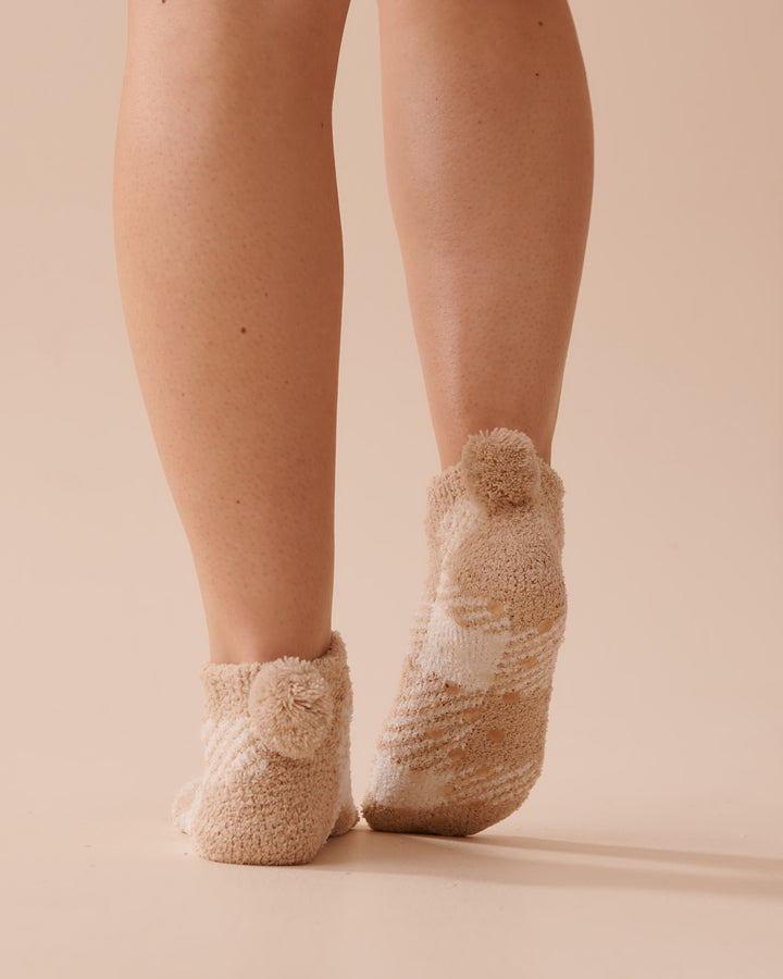 Pompom Soft Plush Socks - Heather Rose Cable