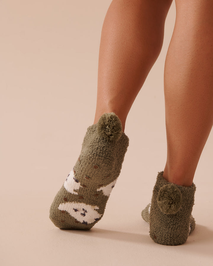 Pompom Soft Plush Socks - Heather Rose Cable