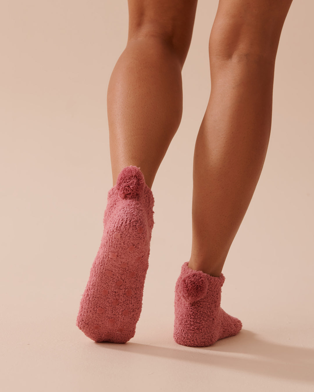 Pompom Soft Plush Socks - Heather Rose Cable