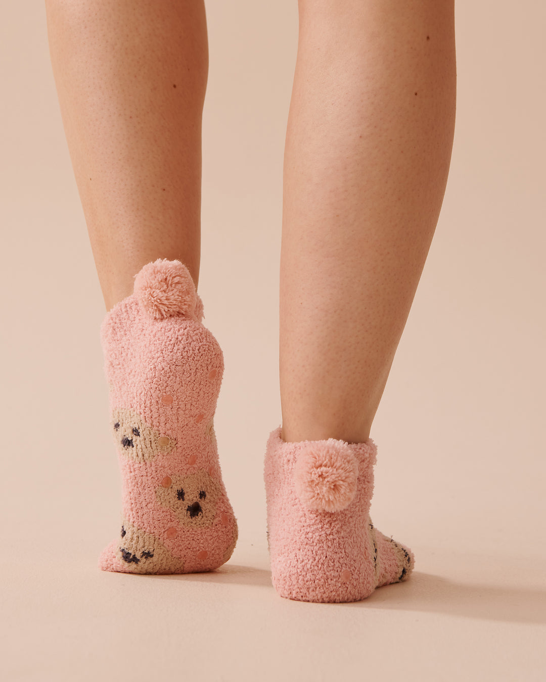 Pompom Soft Plush Socks - Heather Rose Cable