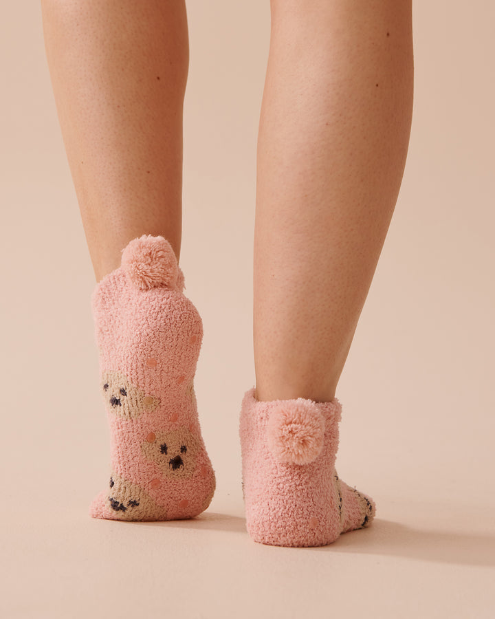 Pompom Soft Plush Socks - Heather Rose Cable