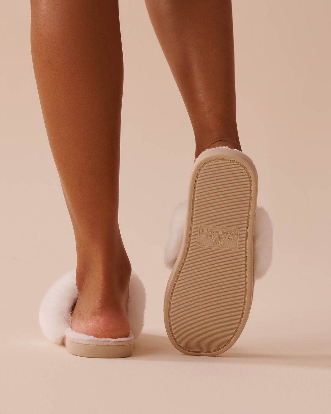 Suede and Faux Fur Slippers - Doeskin