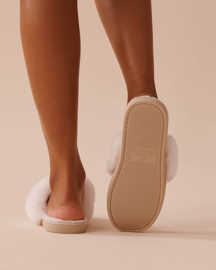Suede and Faux Fur Slippers - Doeskin