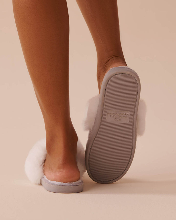 Suede and Faux Fur Slippers - Doeskin