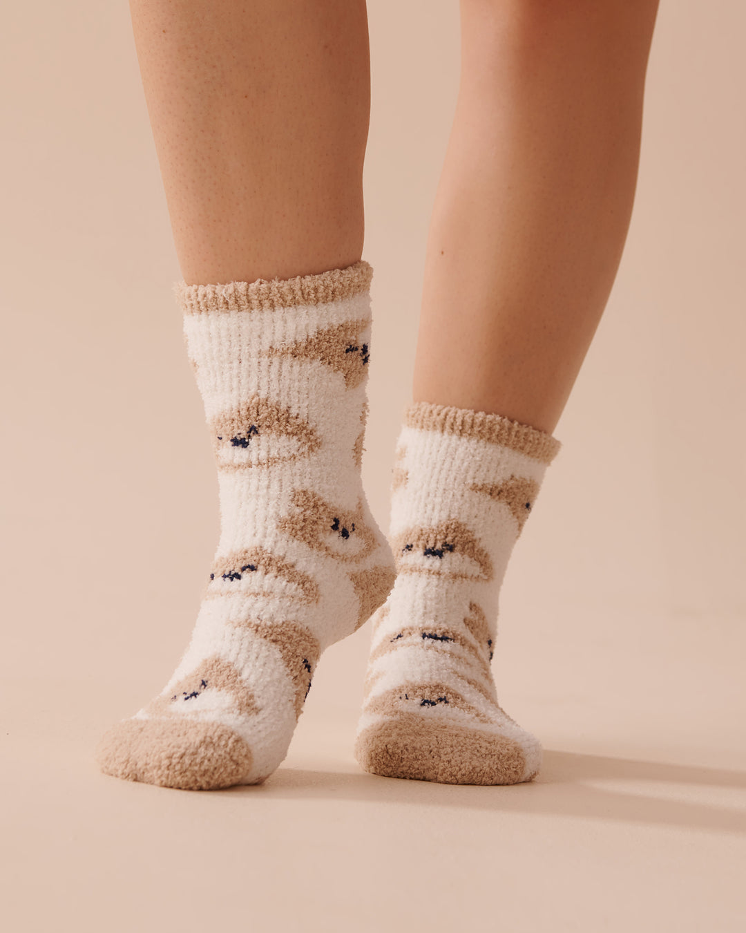 Soft Plush Socks - Snow White Cats