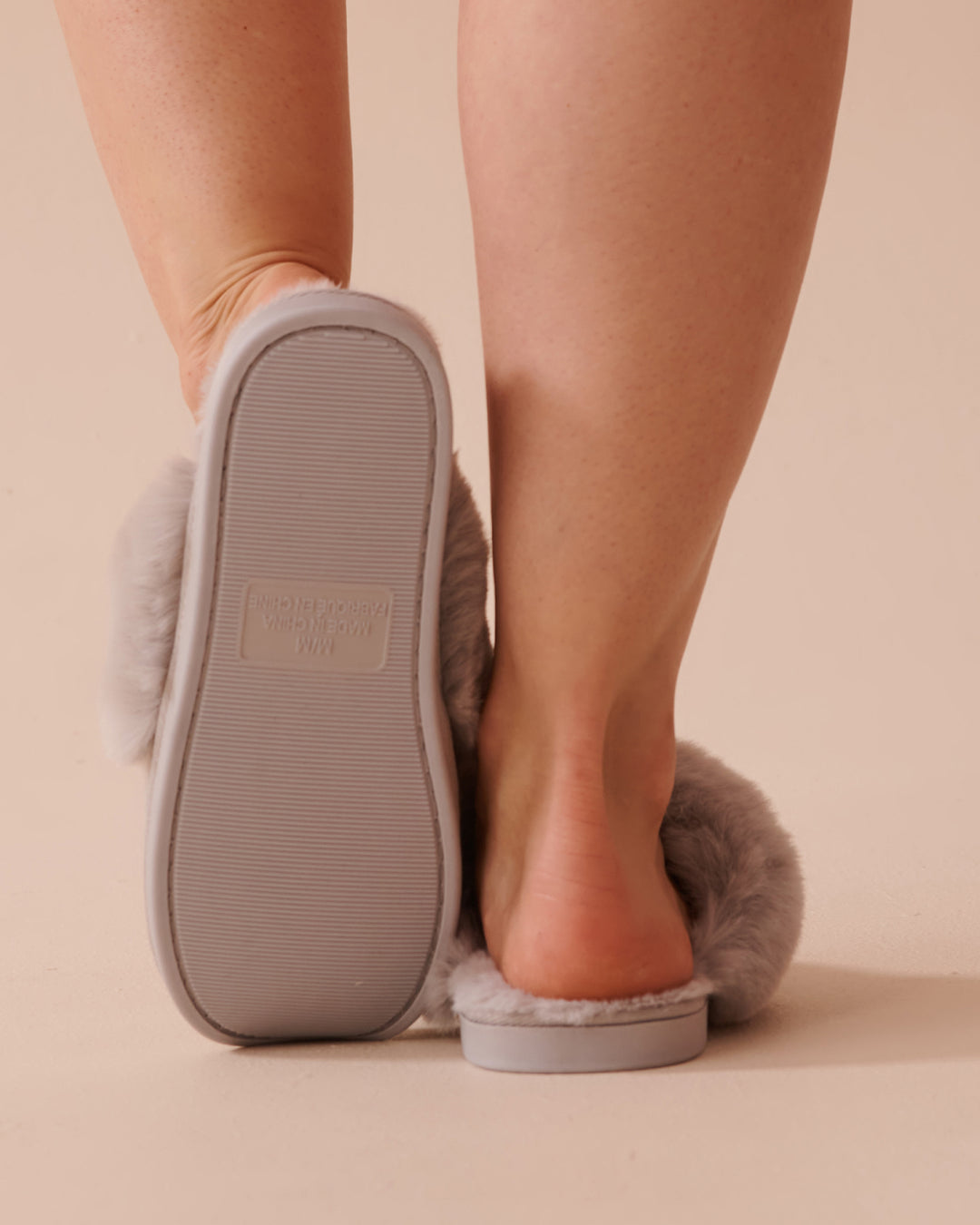 Cable Knit and Faux Fur Slippers - Evening Blue