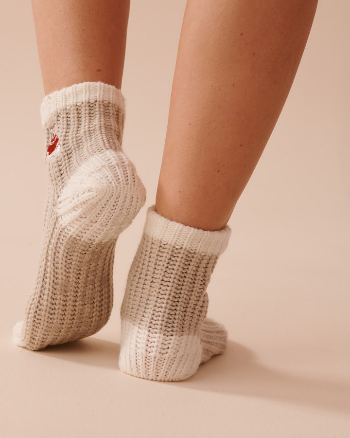 Knitted Socks with Winter Embroidery - Aquifer