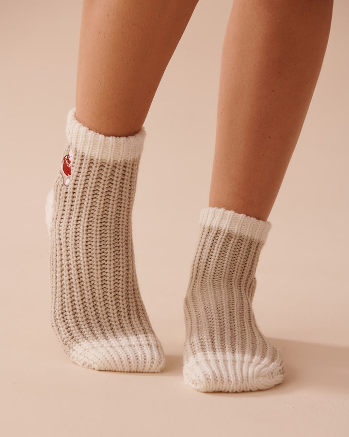 Knitted Socks with Winter Embroidery - Aquifer