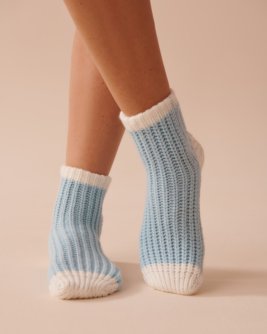 Knitted Socks with Winter Embroidery - Snow White