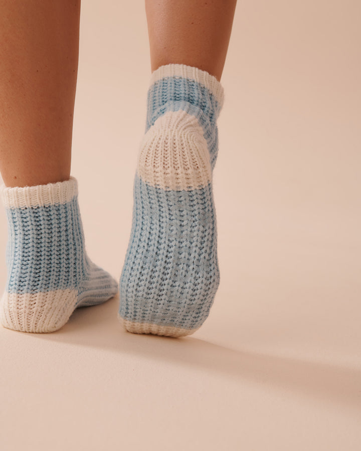 Knitted Socks with Winter Embroidery - Snow White