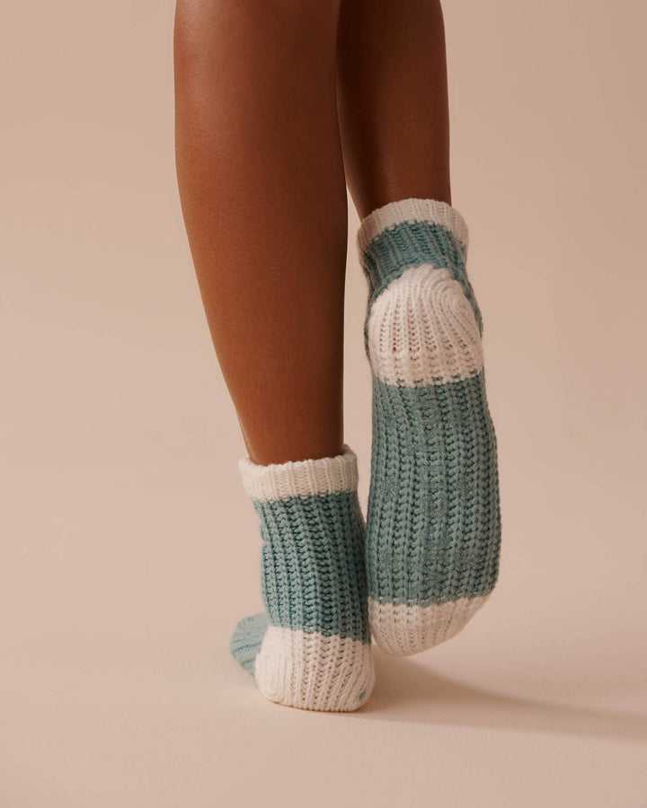 Knitted Socks with Winter Embroidery - Snow White