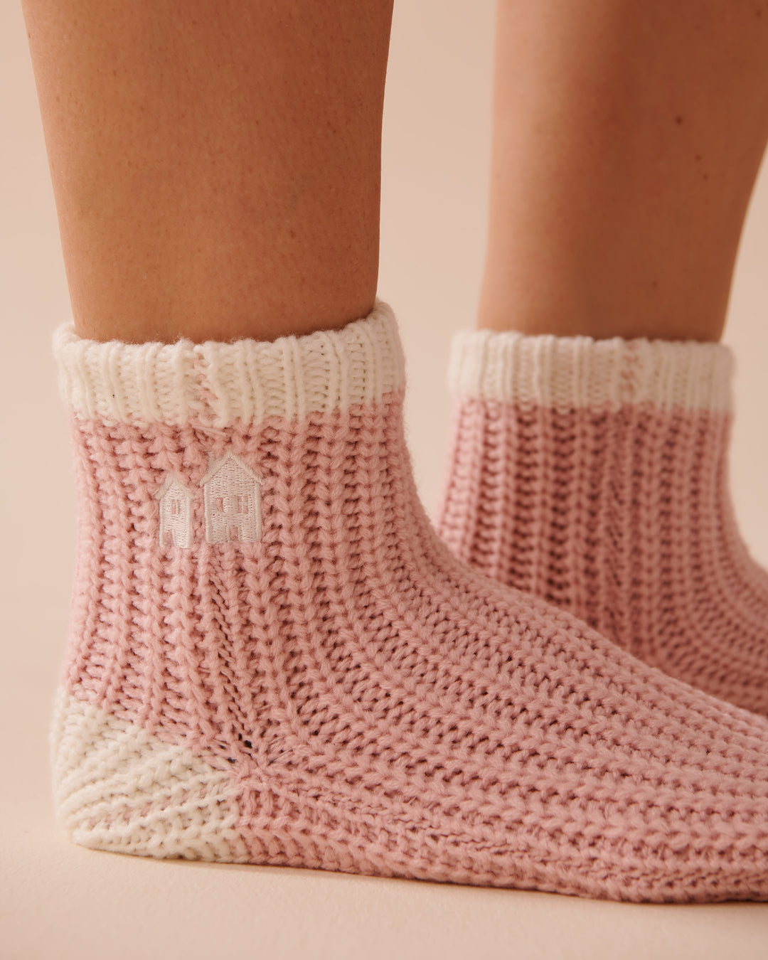 Knitted Socks with Winter Embroidery - Snow White