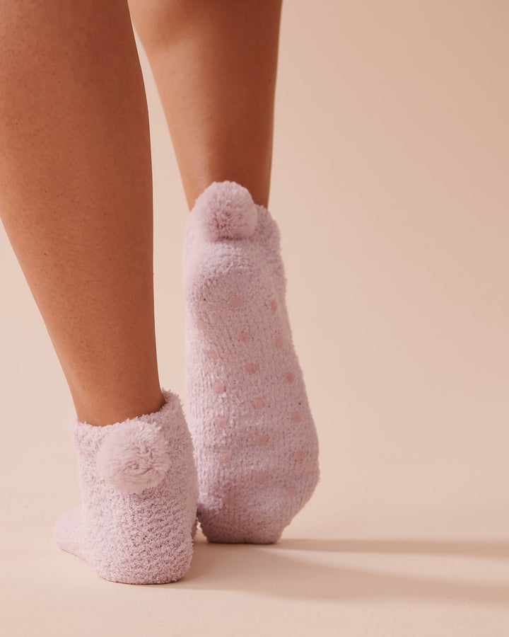 Pompom Soft Plush Socks - Lavender Fog