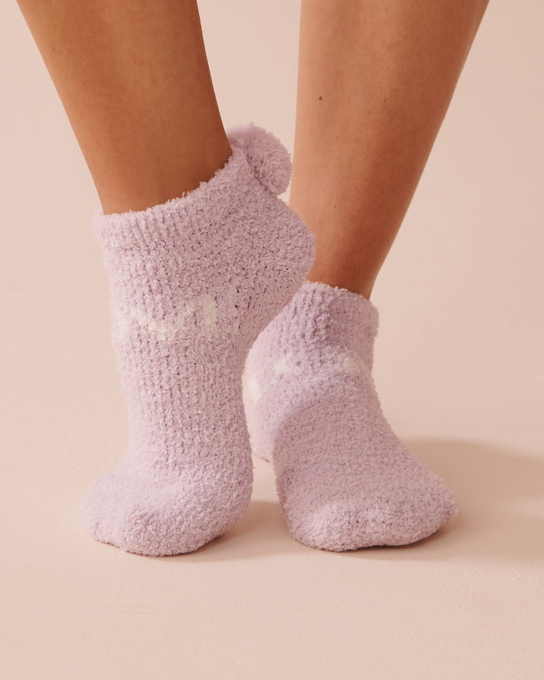 Pompom Soft Plush Socks - Lavender Fog