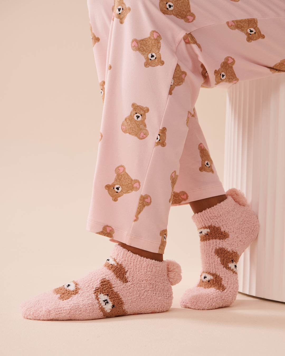 Pompom Soft Plush Socks - Lavender Fog