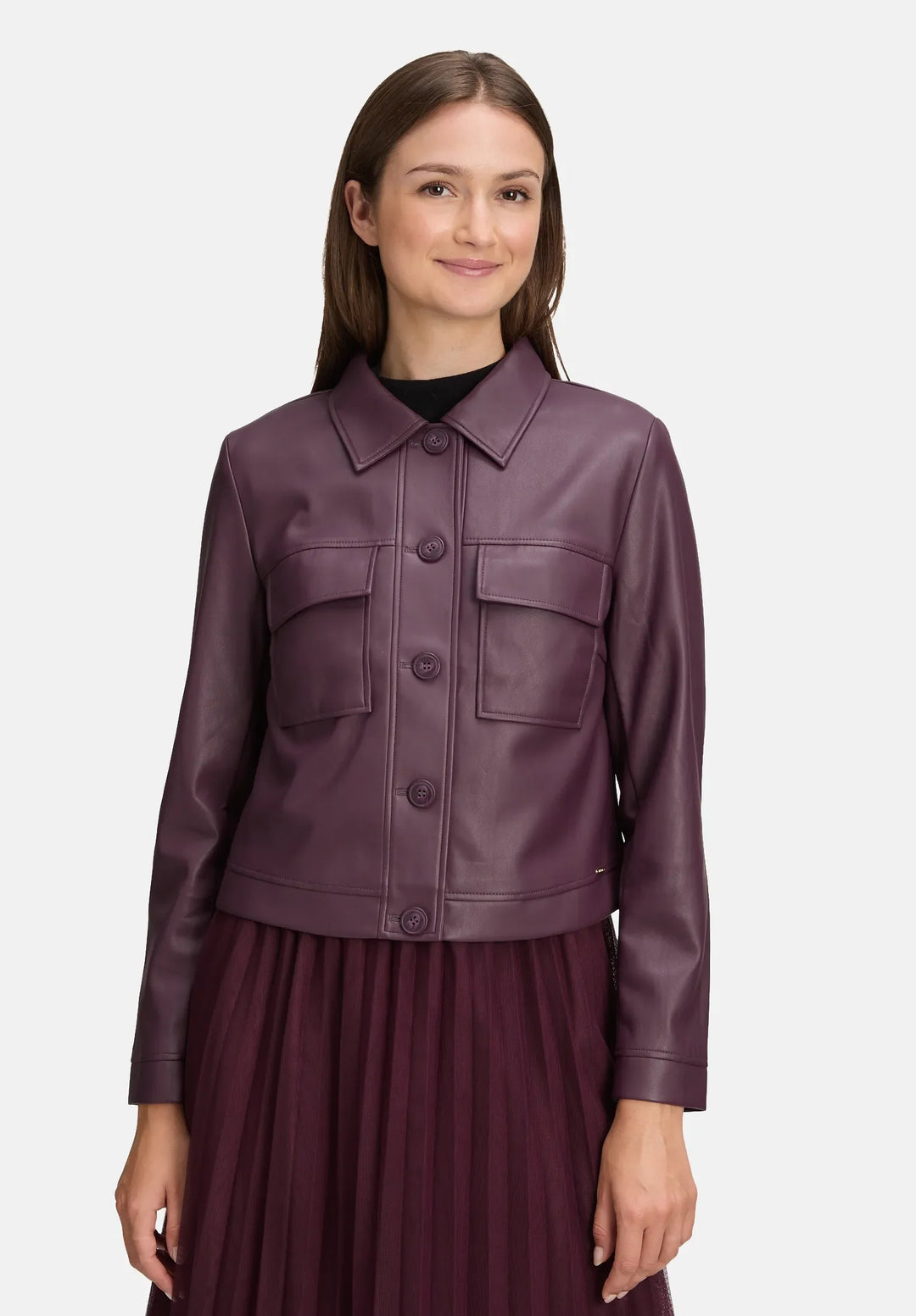 Long-Sleeved Leather Jacket