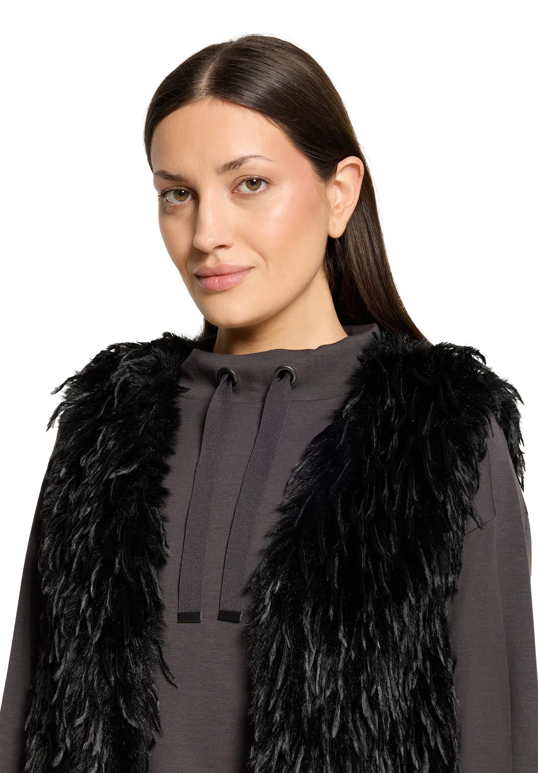 Faux Fur Vest with Fringe