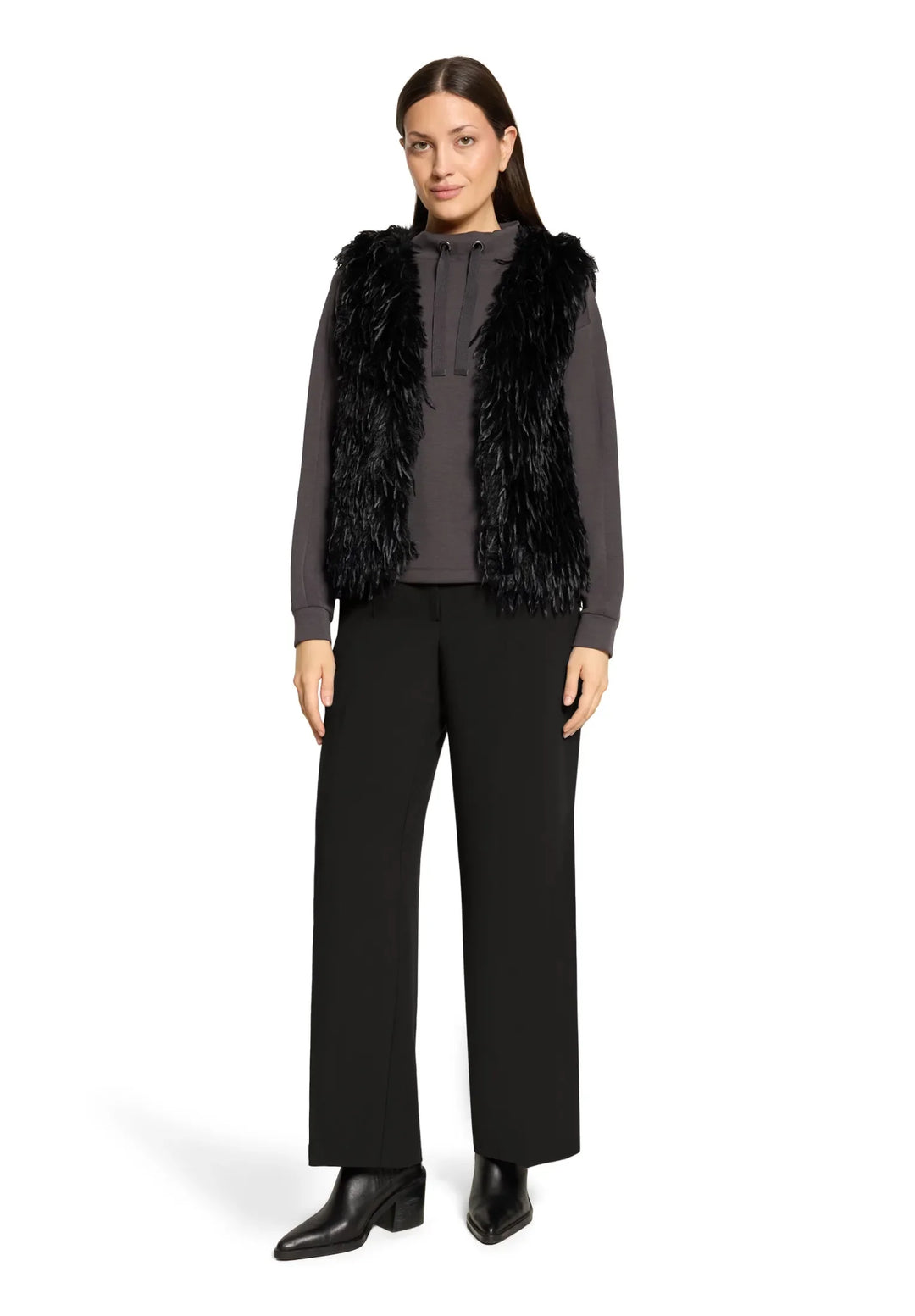 Faux Fur Vest with Fringe