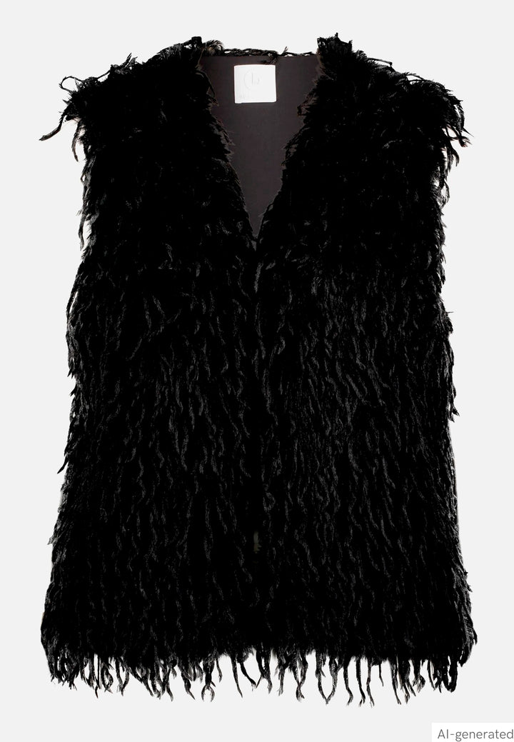 Faux Fur Vest with Fringe