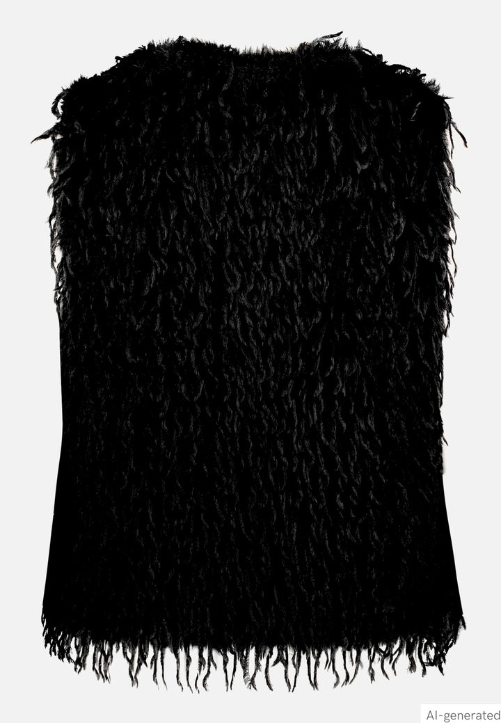 Faux Fur Vest with Fringe