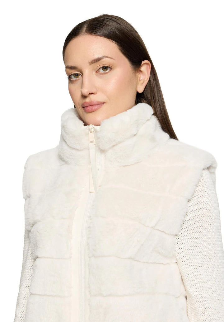 Faux Fur Vest with Stand-Up Collar