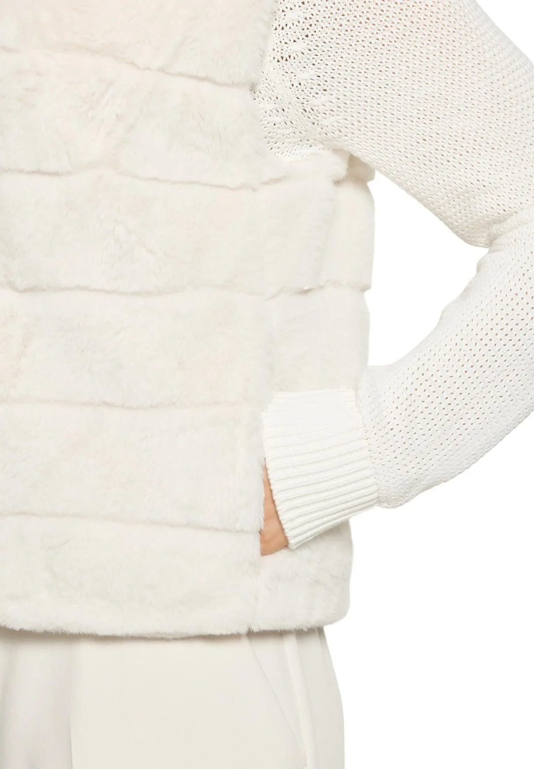 Faux Fur Vest with Stand-Up Collar