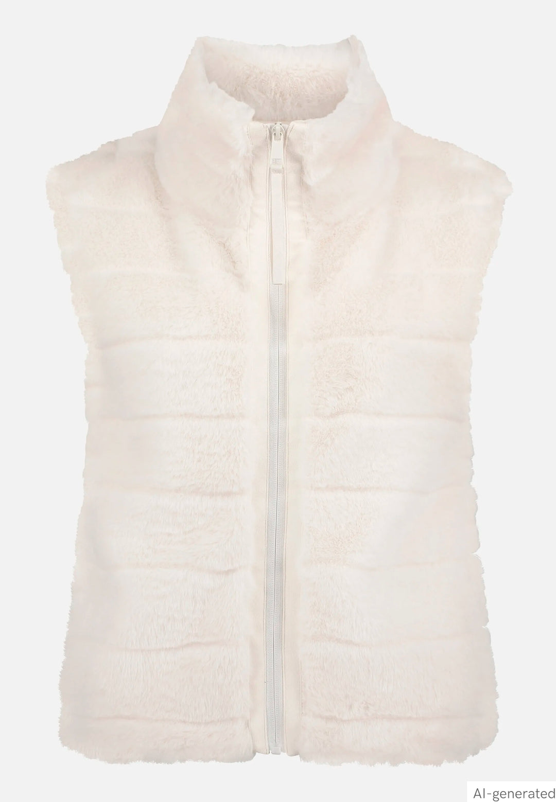 Faux Fur Vest with Stand-Up Collar